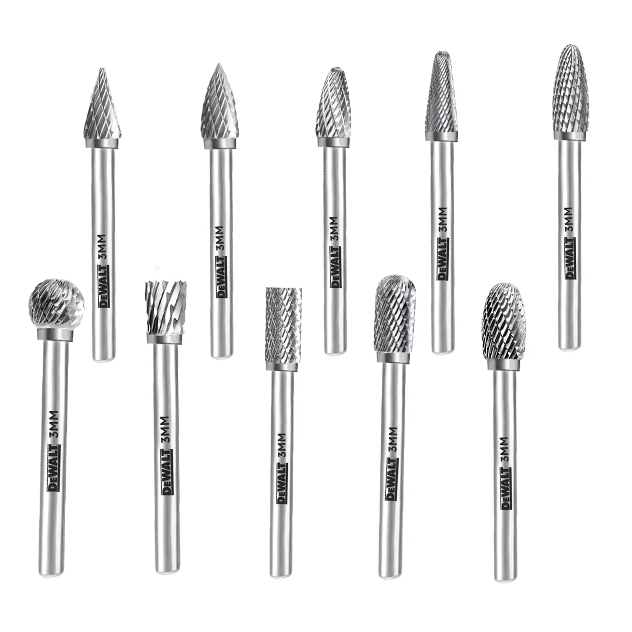 10 Pack Size 3mm Carbide Burrs