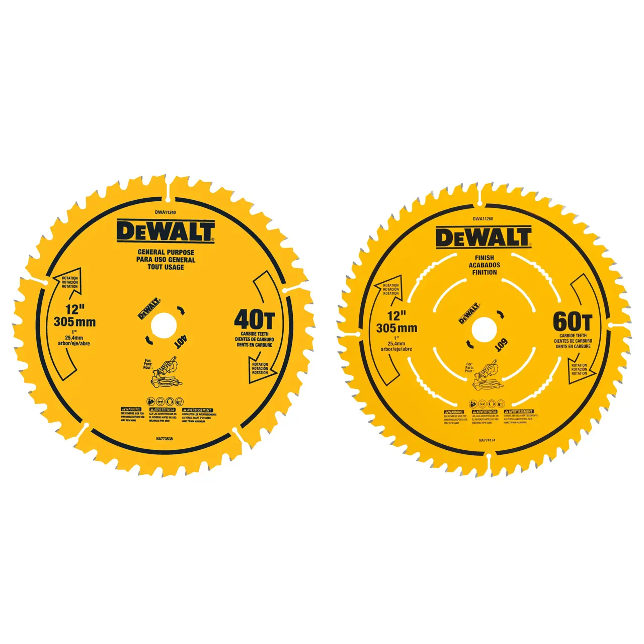 12-IN. 40 tooth and 60 tooth saw blades (2-Pack)