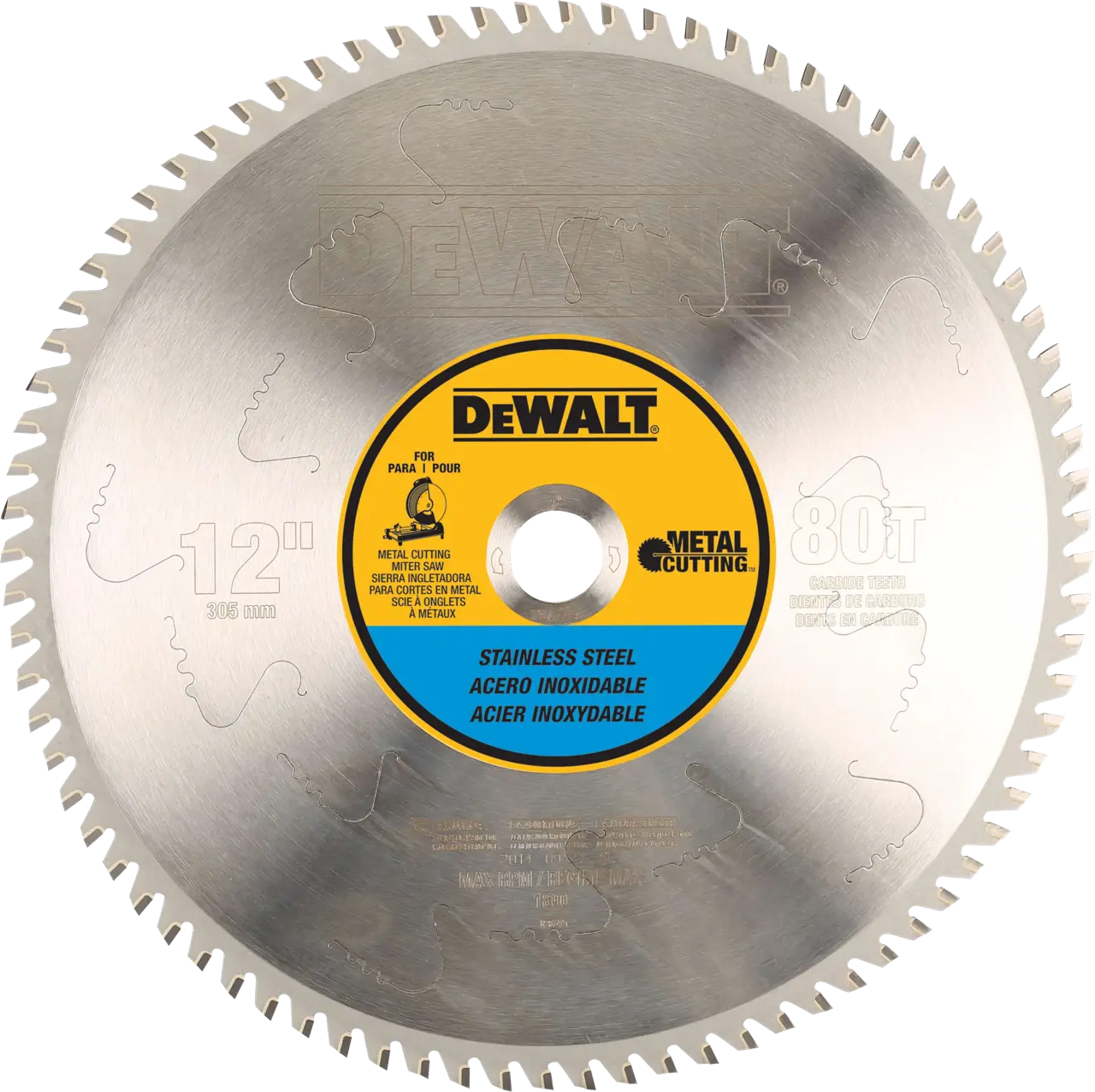 12-IN. 80T 1-IN. Arbor Stainless Steel Metal Cutting Saw Blade