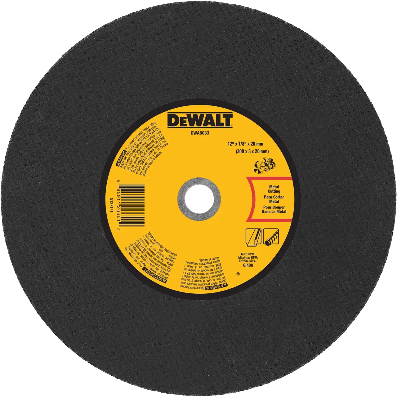 12-IN. X 1/8-IN.X 20-mm Aluminum Oxide Cut-Off Wheel for Metal