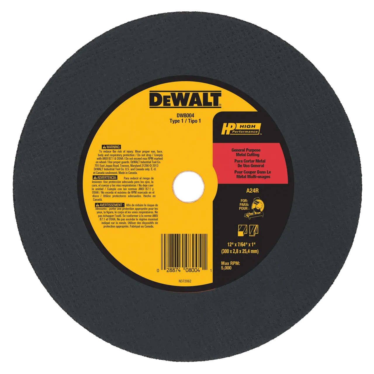 12-IN. X 7/64-IN. X 1-IN. Chop Saw Wheel