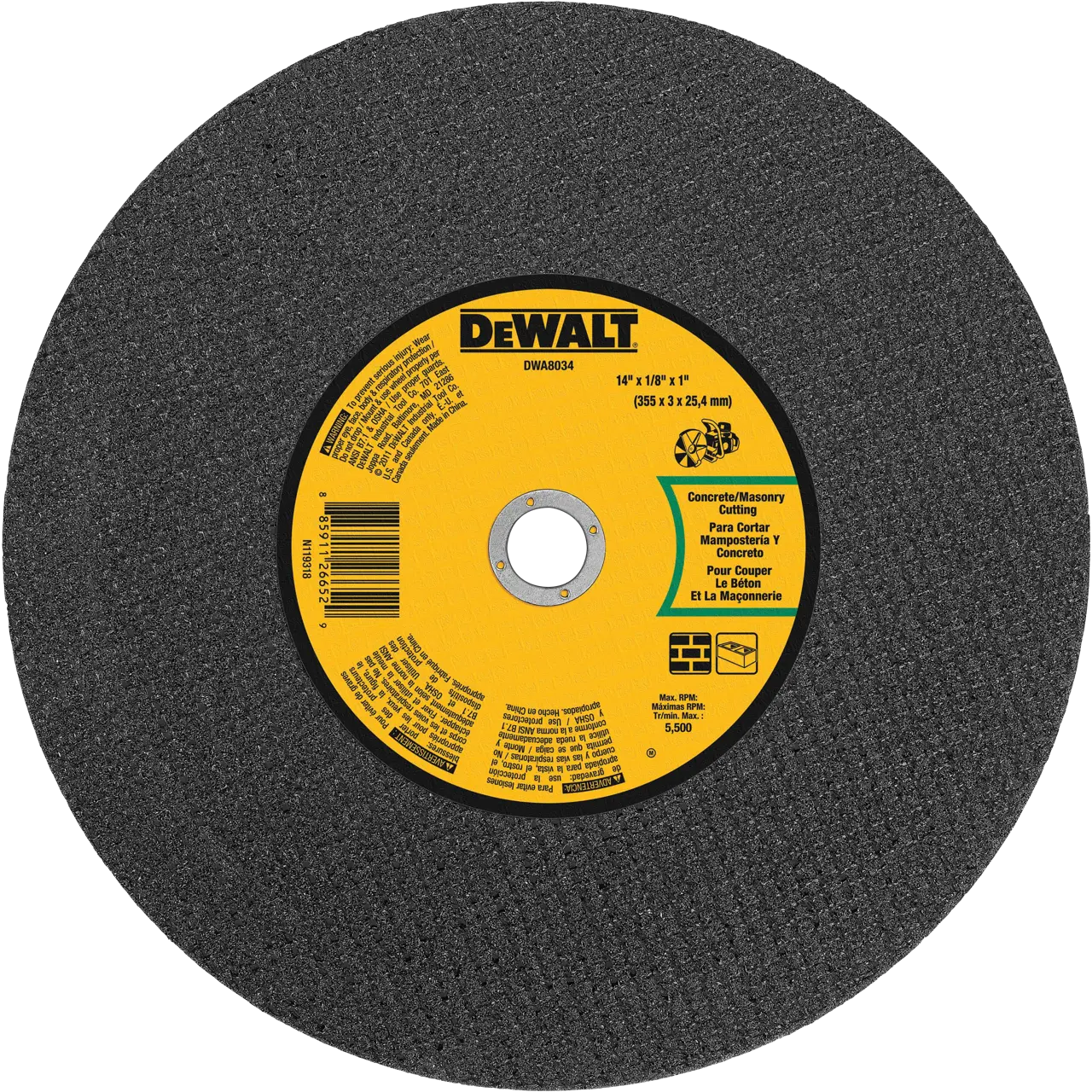 14-IN. X 1/8-IN. X 1-IN. Silicon Carbide Cut-Off Wheel for Concrete & Masonry