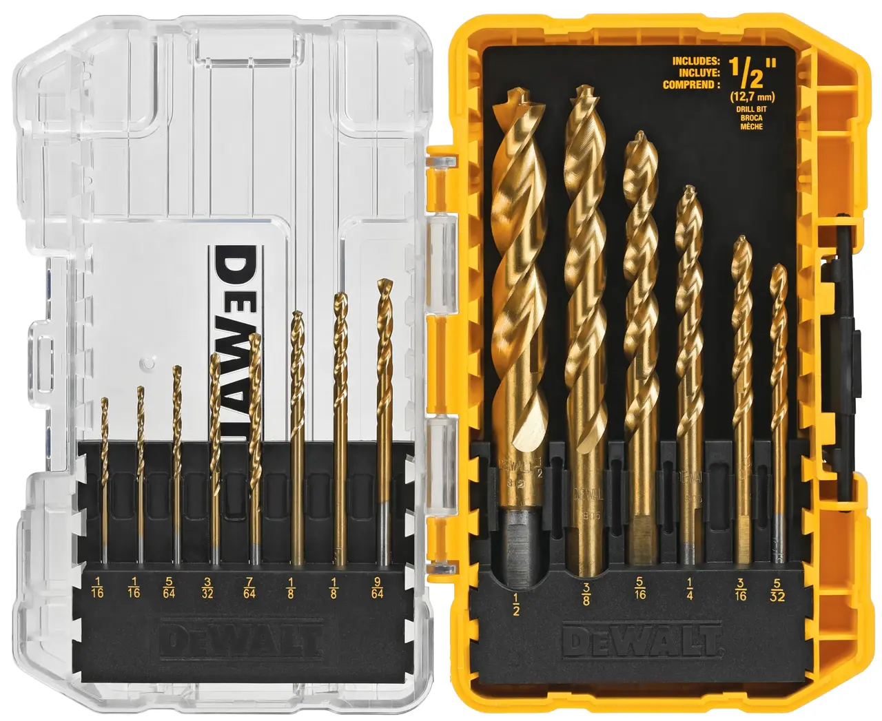 14-PC. Impact Ready Titanium Drill Bit Set with Toughcase+ System