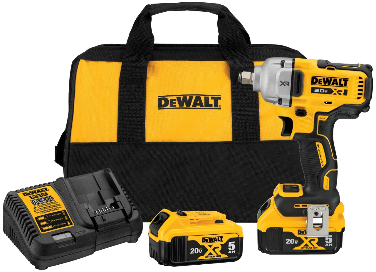 DEWALT 20V MAX* XR® 1/2-IN. Mid-range Impact Wrench Kit with Hog Ring Anvil DCF891P2