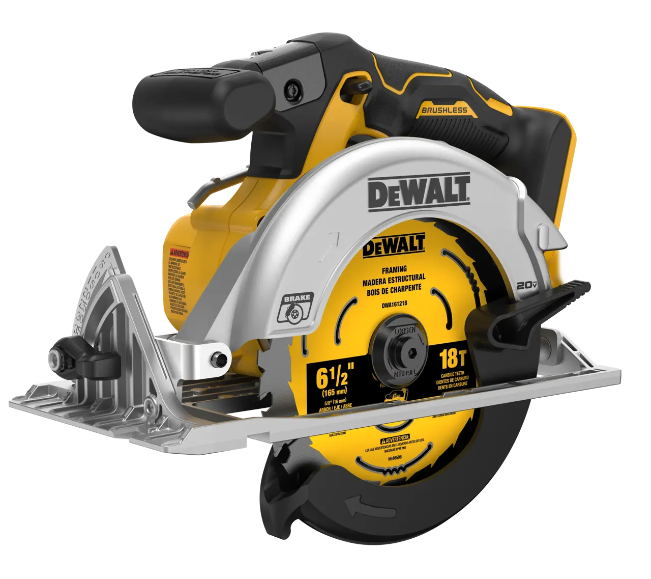 20V MAX** XR® 6-1/2-IN. Brushless cordless circular saw (TOOL ONLY)