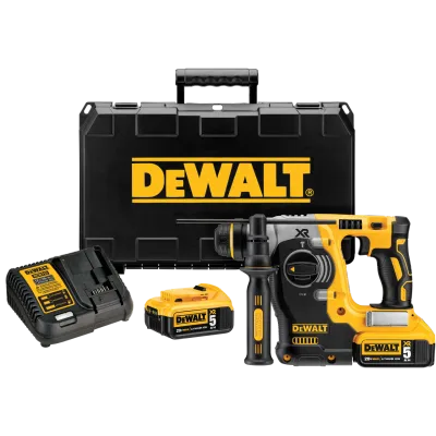 20V MAX* XR® Brushless Cordless 1-IN. (25mm) SDS PLUS L-shape Rotary Hammer with (2) 5.0 Ah Batteries and Charger