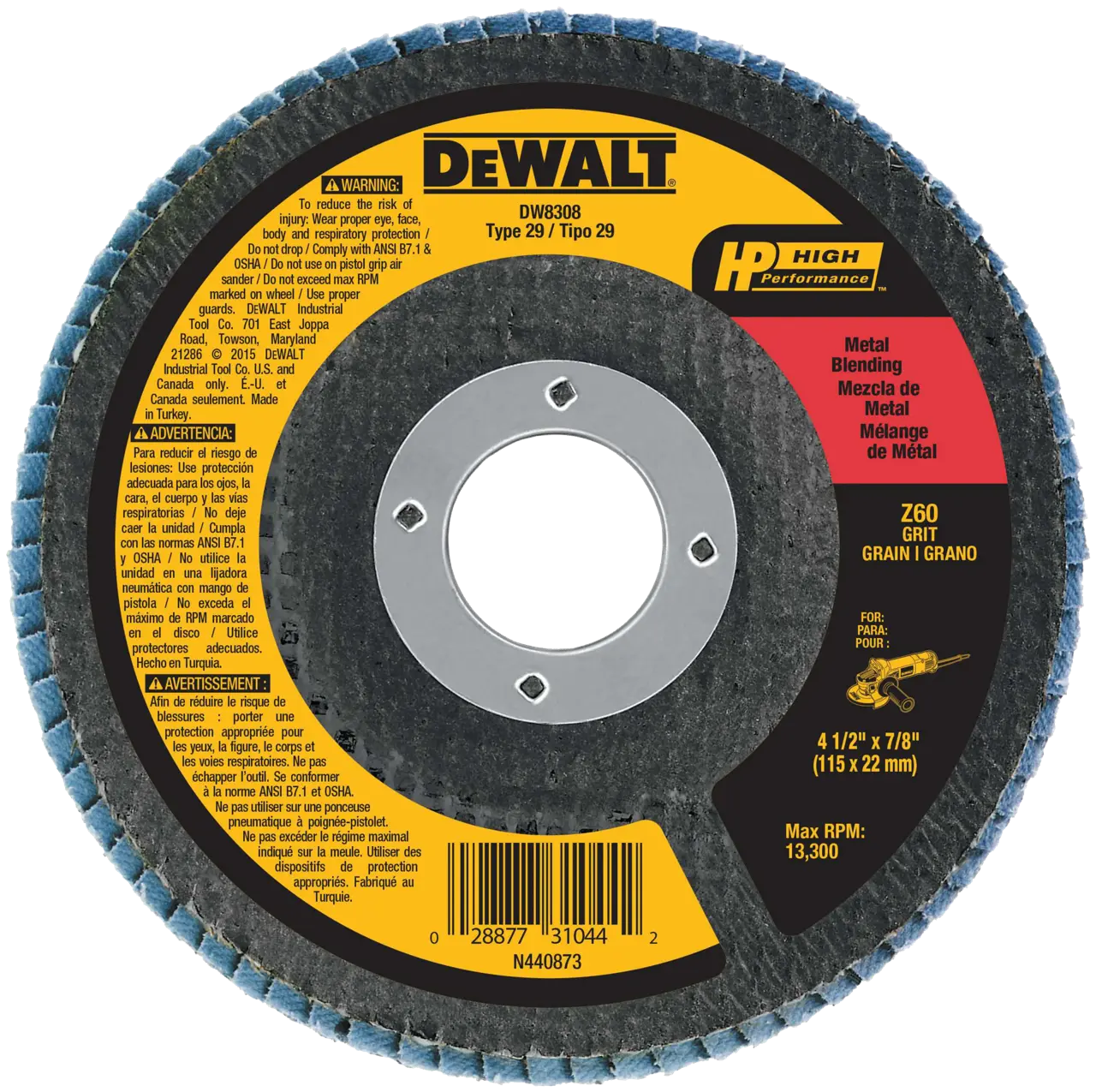4-1/2-IN. (115mm) 60 Grit Zirconia Flap Disc