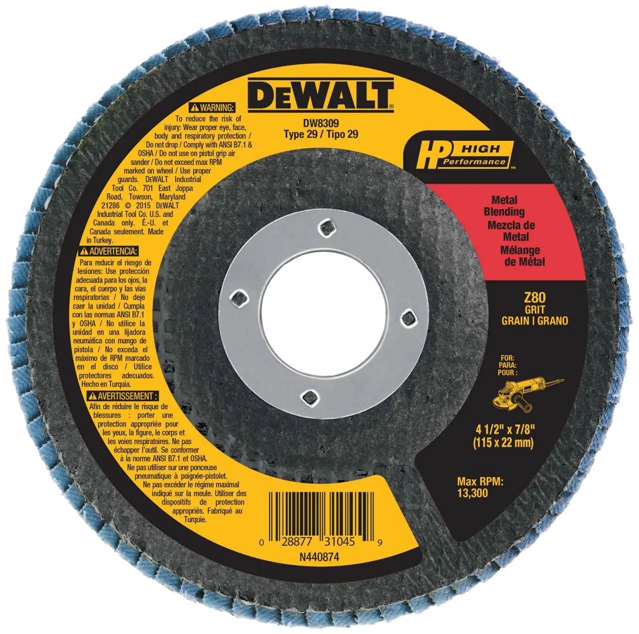 4-1/2-IN. (115mm) 80 Grit Zirconia Flap Disc