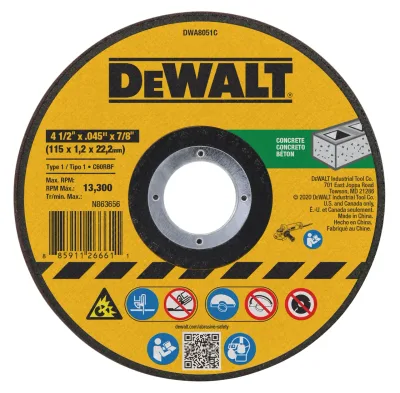 4-1/2-IN. X .045-IN. X 7/8-IN. T1 cut-off wheel for concrete & masonry