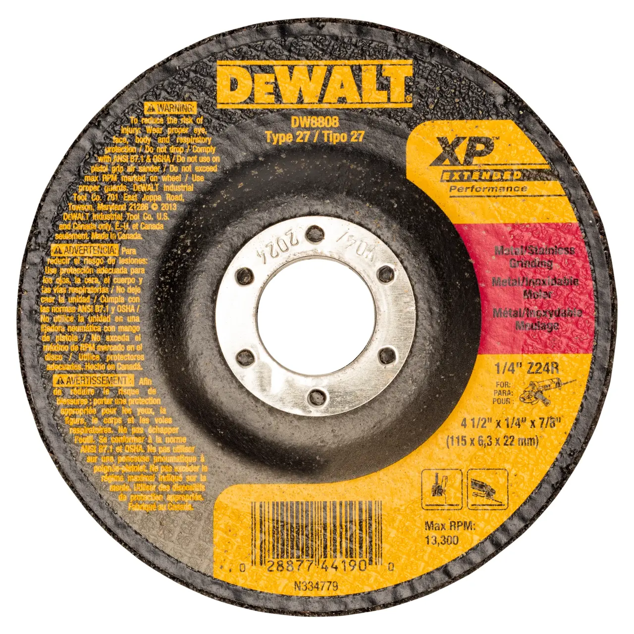 4-1/2-IN. X 1/4-IN. X 5/8-IN.-11 High Performance Metal Grinding Wheel