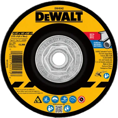 4-1/2-IN. X 1/4-IN. X 5/8-IN.-11 T27 Aluminum Oxide Grinding Wheel for Metal & Stainless