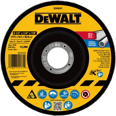 4-1/2-IN. X 1/4-IN. X 7/8-IN. T27 Aluminum Oxide Grinding Wheel for Metal & Stainless