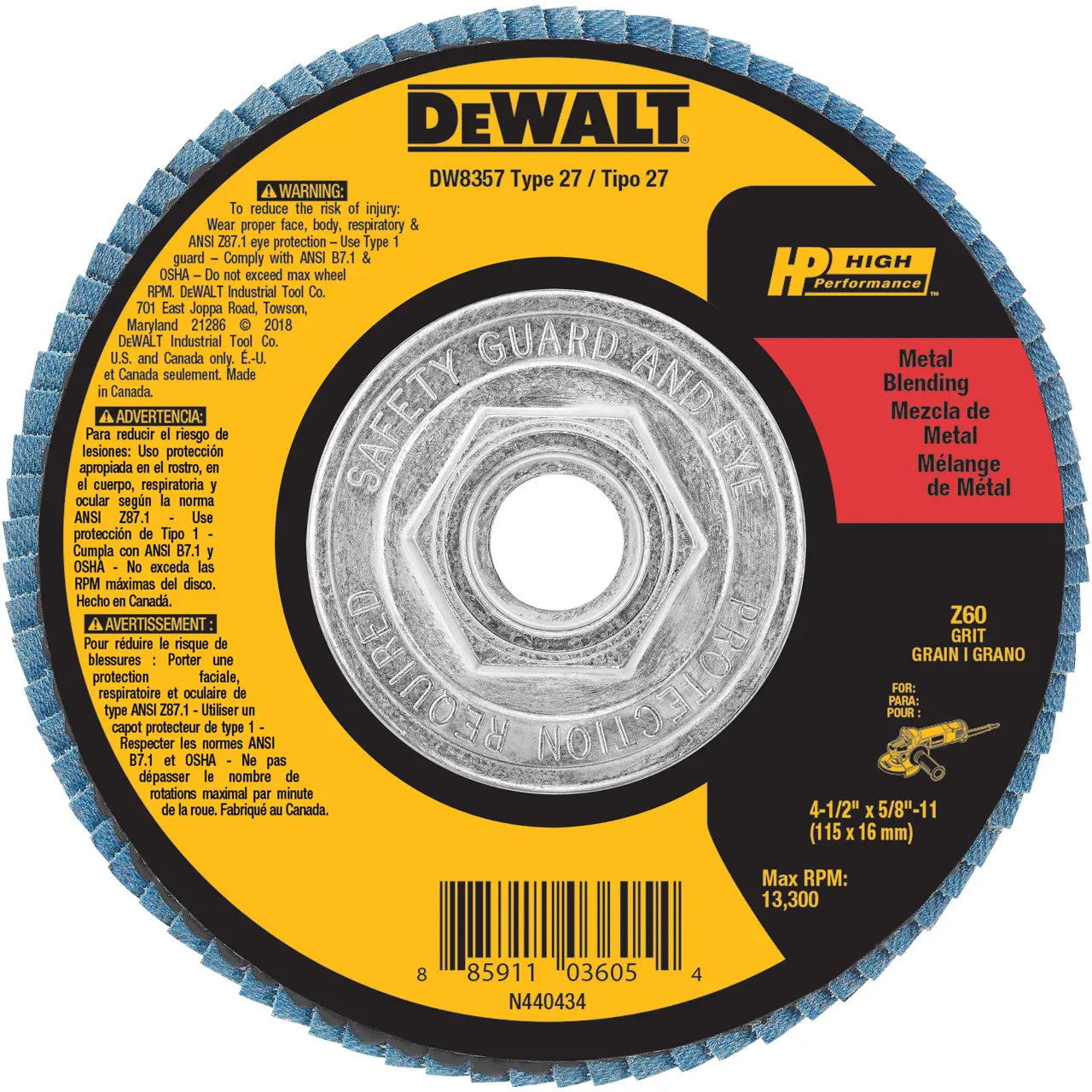 4-1/2-IN. X 5/8-IN.-11 Type 27 Hp Flap Disc (60 Grit)