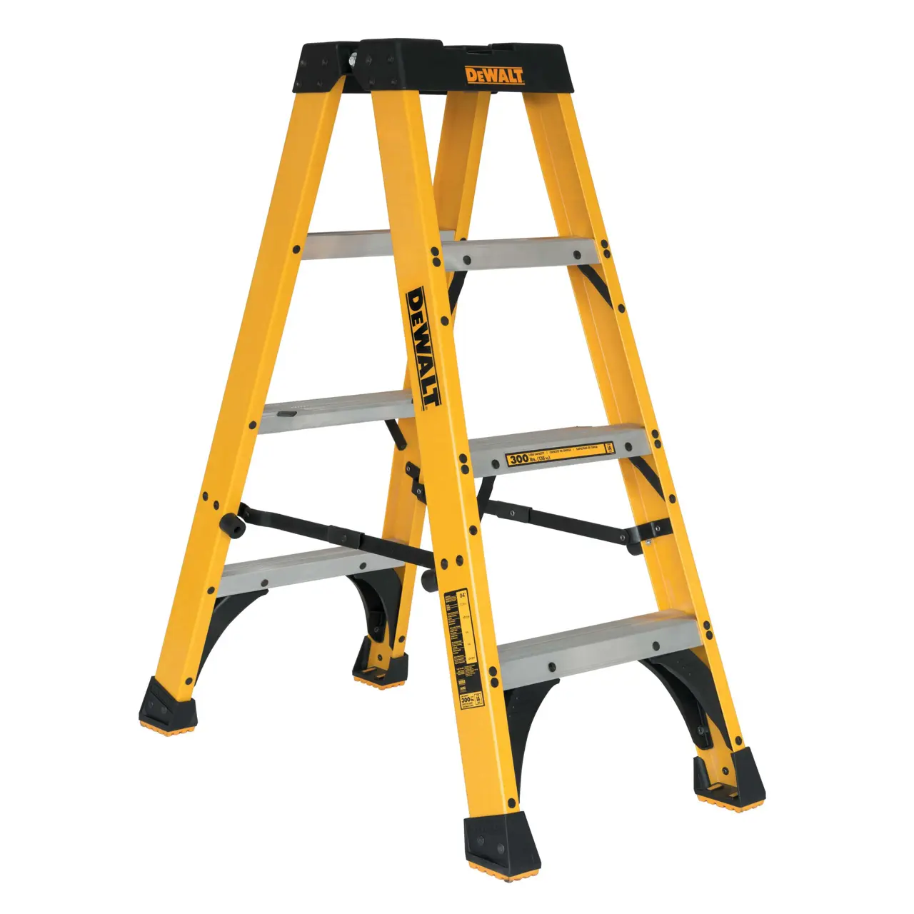 4' fiberglass twin step ladder, 300 lbs load capacity