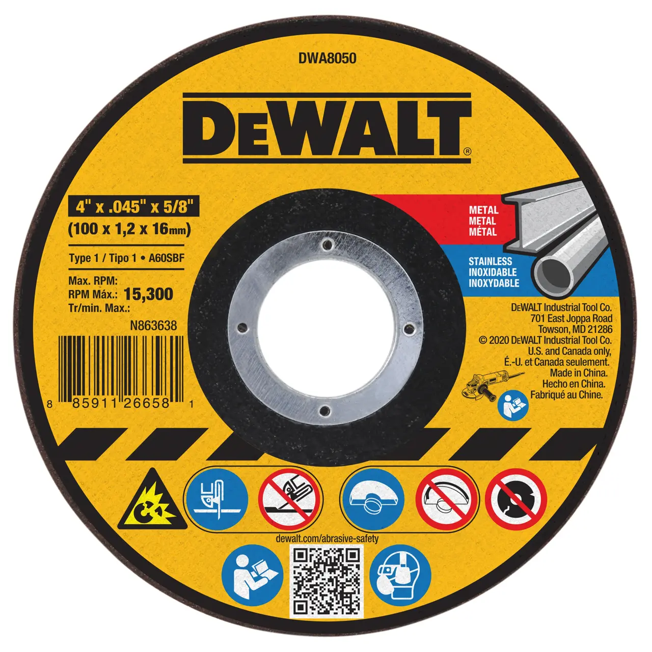 4-IN. X .045-IN. X 5/8-IN. T1 Cut-Off Wheel for Metal