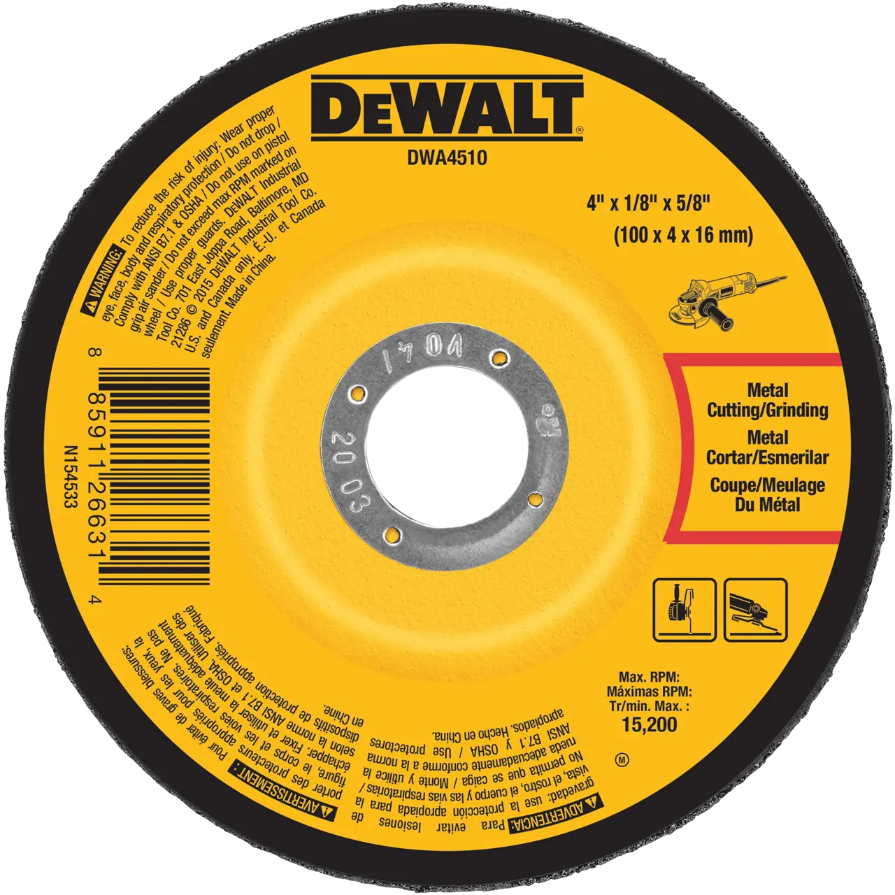 4-IN. X 1/8-IN. X 5/8-IN. Metal Grinding Wheel