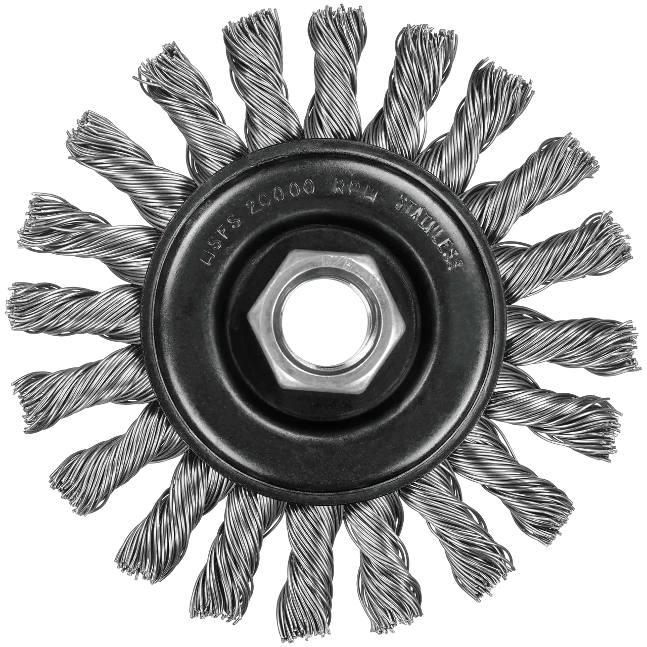 4-IN. X 5/8-IN.-11 XP™ .020 Stainless Cable Twist Wire Wheel