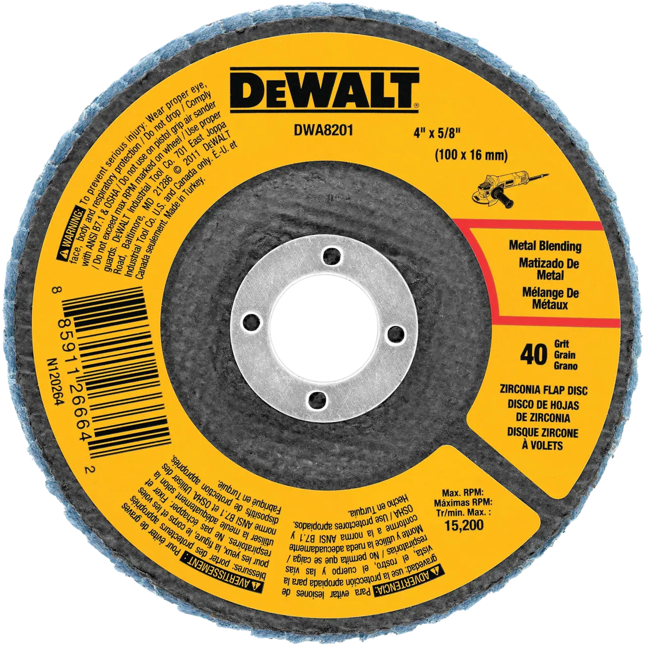 4-IN. X 5/8-IN. 40 Grit Zirconia T29 Flap Disc Contaminant-Free