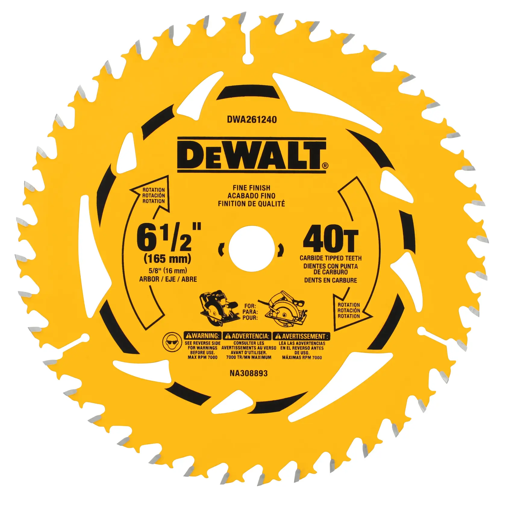 DEWALT 6-1/2-IN. 40T Circular Saw Blade DWA261240L