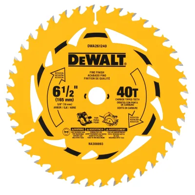 DEWALT 6-1/2-IN. 40T Circular Saw Blade DWA261240L