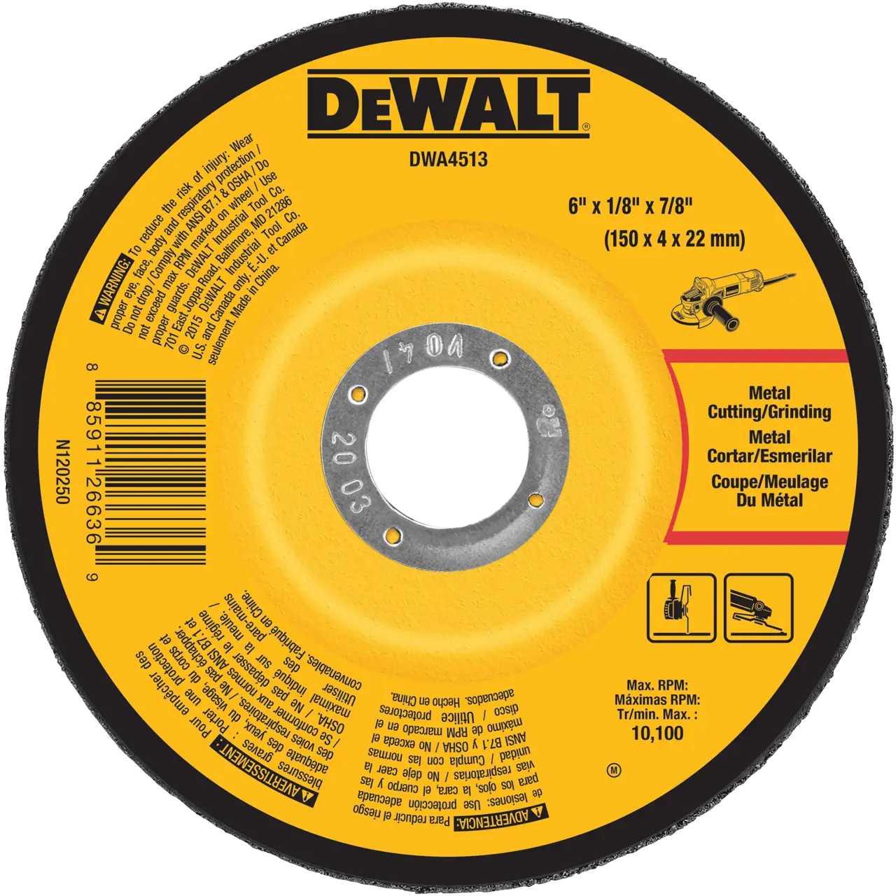 6-IN. X 1/8-IN. X 7/8-IN. T27 Metal Pipeline Grinding Wheel