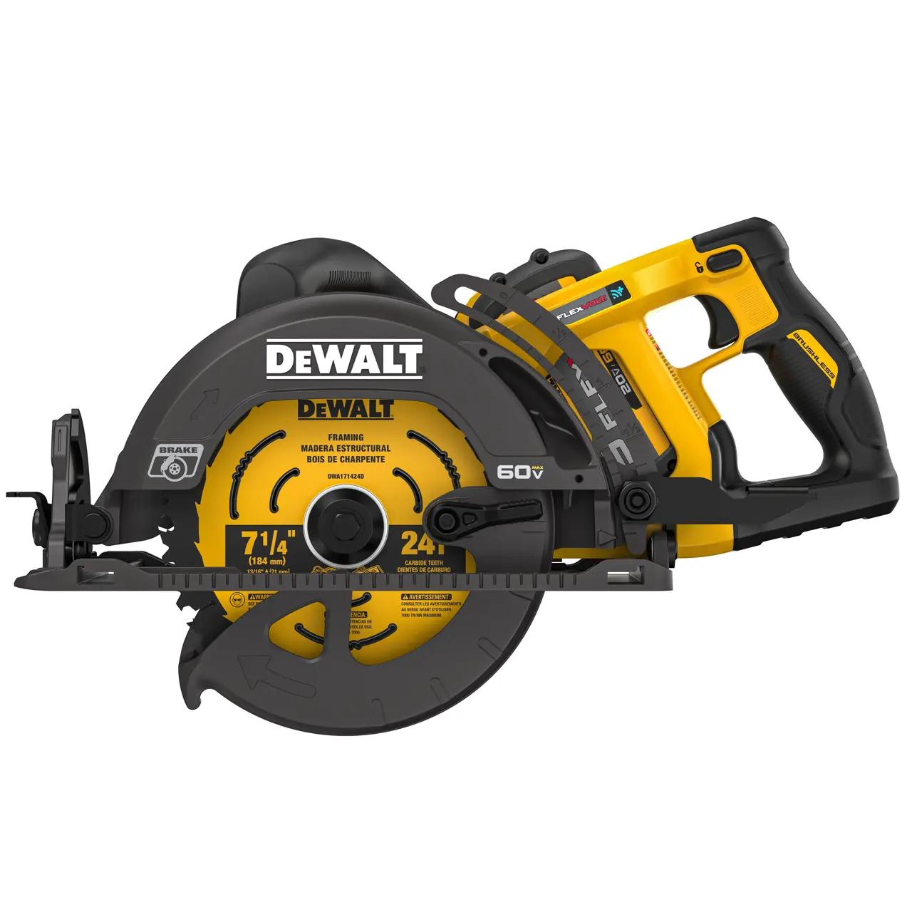 60V FLEXVOLT® 7-1/4 In. Worm Drive Style Circular Saw with Tool-Connect (Kit)