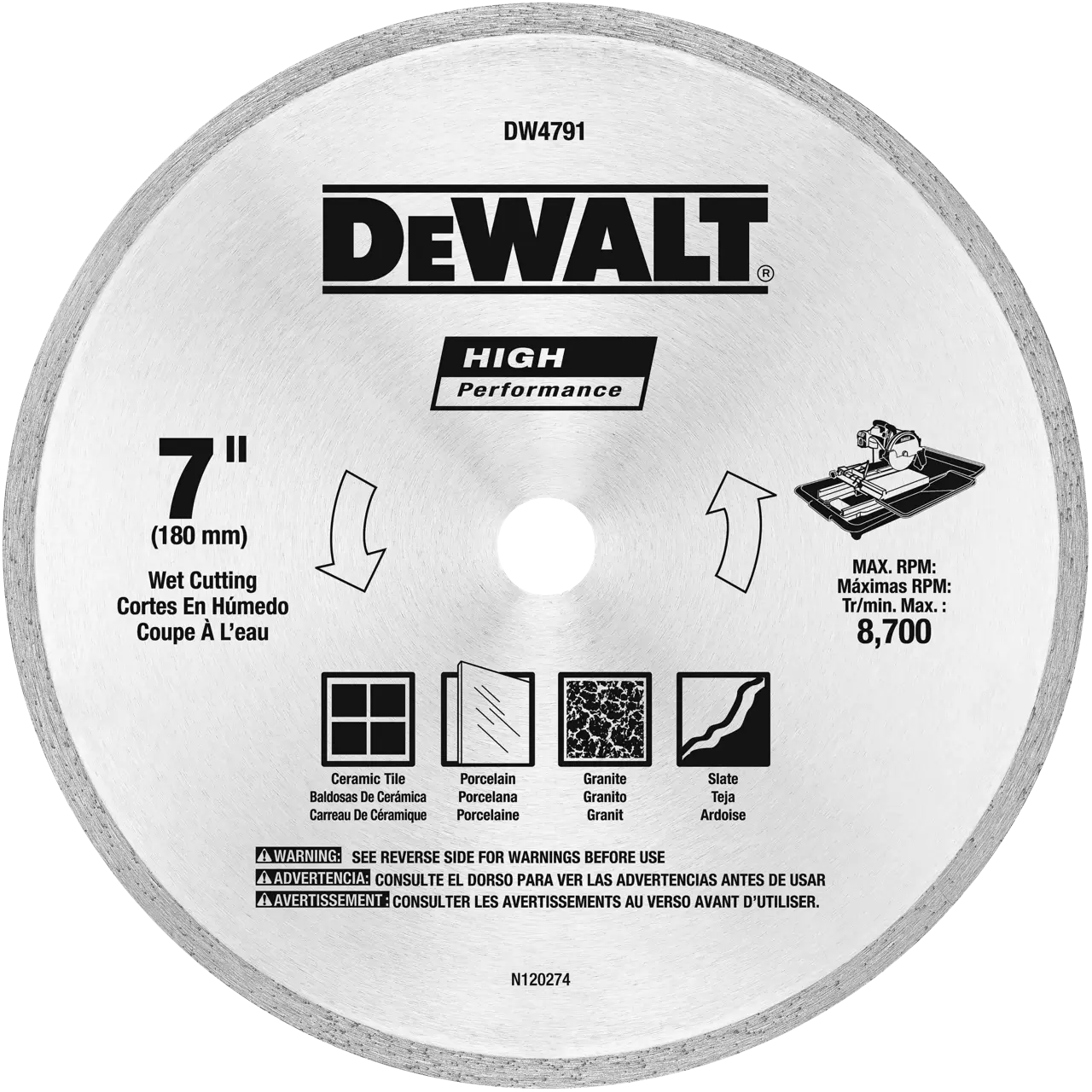 7-IN. X 0.060-IN. Wet cutting tile diamond blade