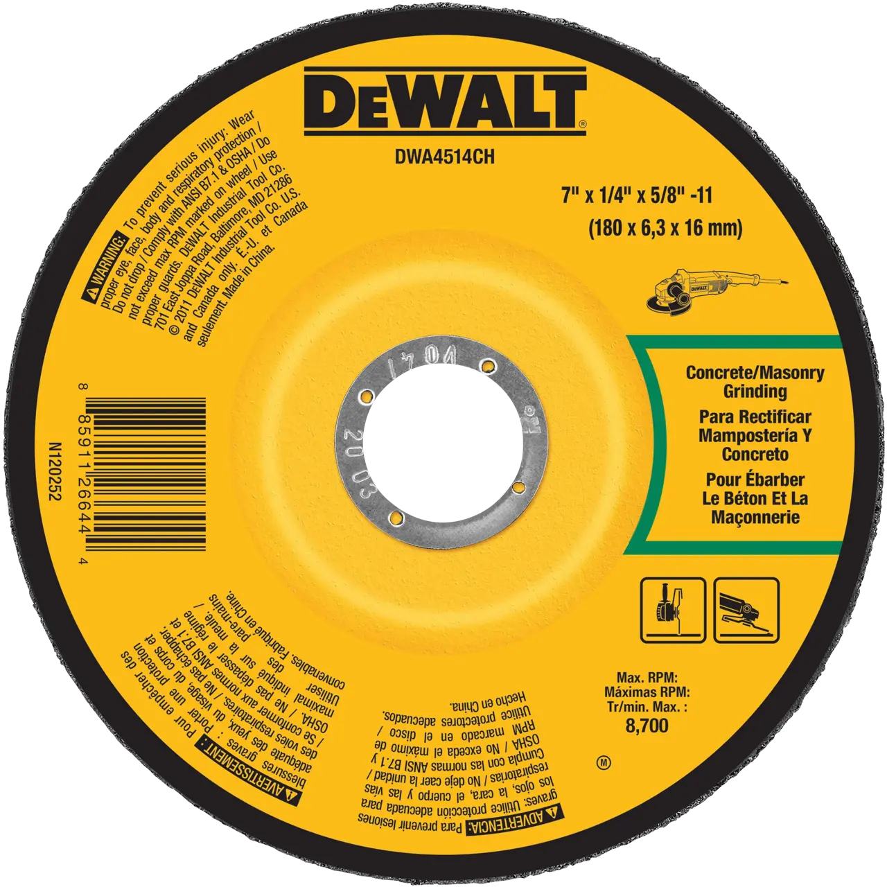 7-IN. X 1/4-IN. X 5/8-IN.-11 Concrete/Masonry Grinding Wheel