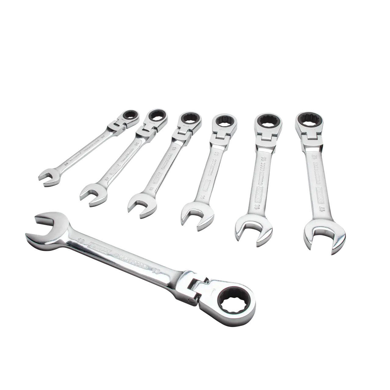 7 Piece Ratcheting Flex Head Combination Metric Wrench Set