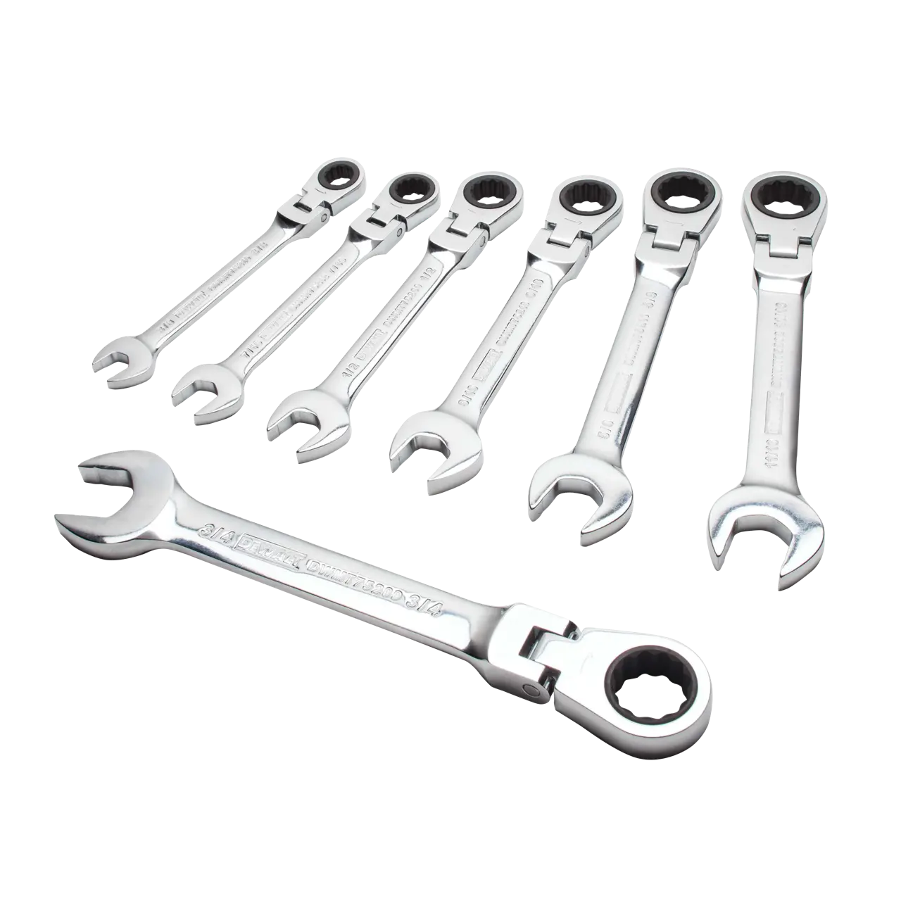 7 Piece Ratcheting Flex Head Combination Wrench Set