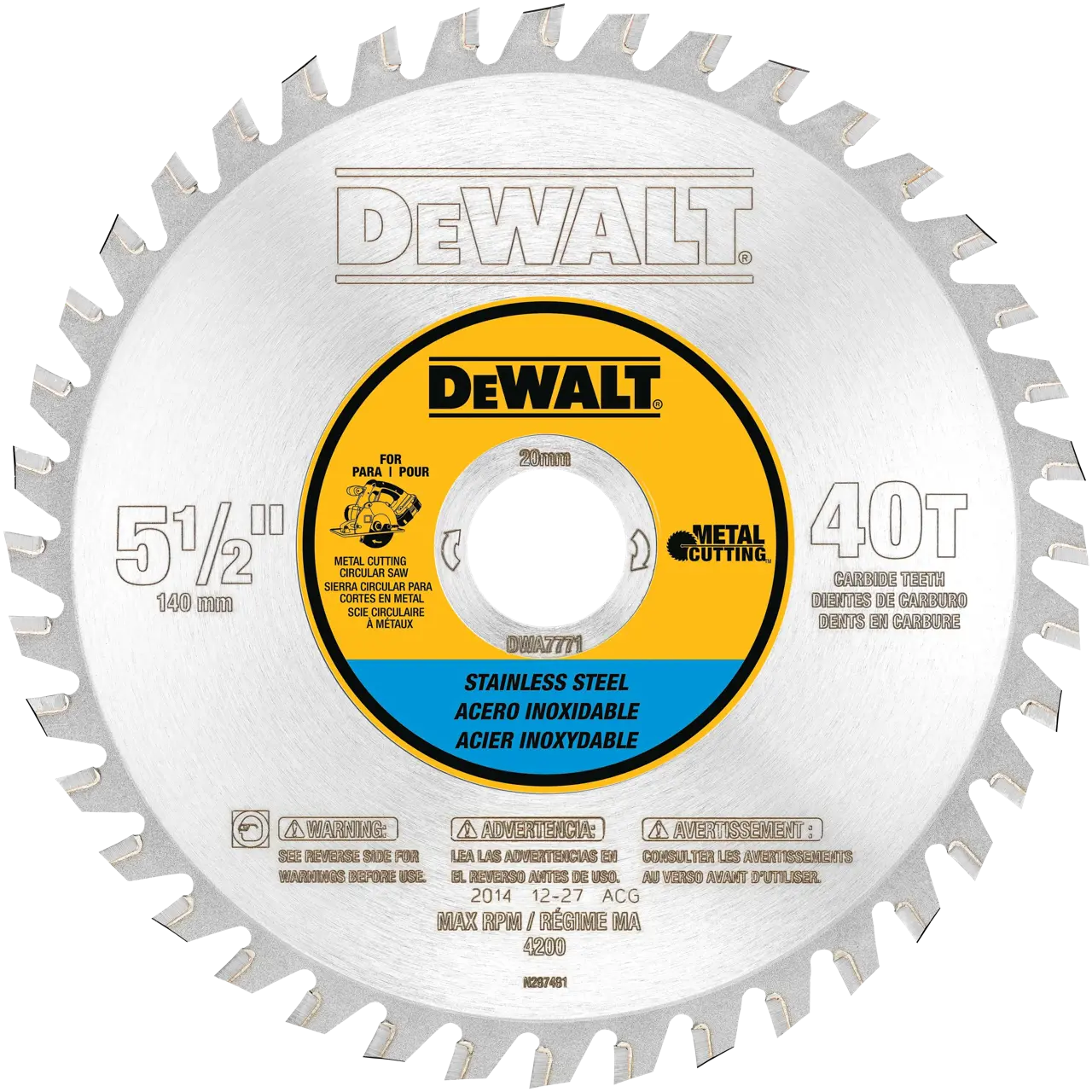 DEWALT® 5-1/2-IN. Stainless Steel Metal Cutting 20mm Arbor (30 Tooth)