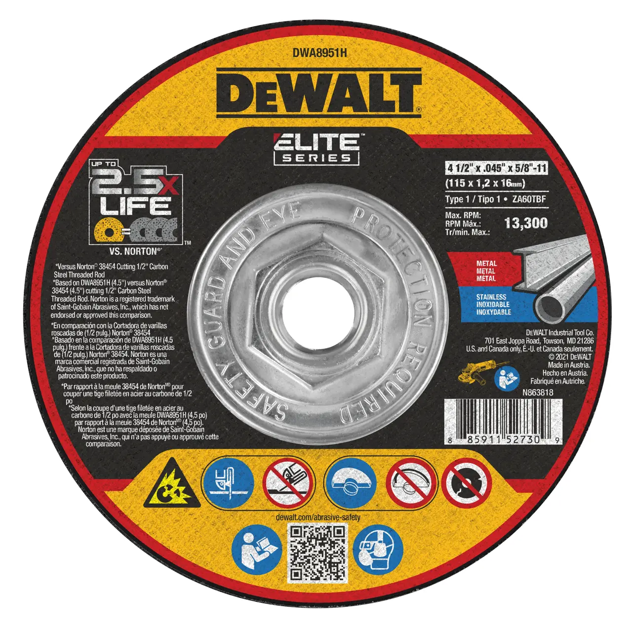 ELITE SERIES™ 4-1/2-IN. X .045-IN. X 5/8-IN.-11 T1 Ceramic Cut-Off Wheel