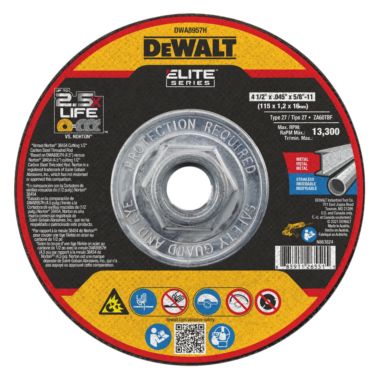 ELITE SERIES™ 4-1/2-IN. X .045-IN. X 5/8-IN.-11 T27 Ceramic Cut-Off Wheel