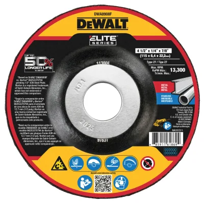 ELITE SERIES™ 4-1/2-IN. X 1/4-IN. X 7/8-IN. T27 Ceramic Grinding Wheel