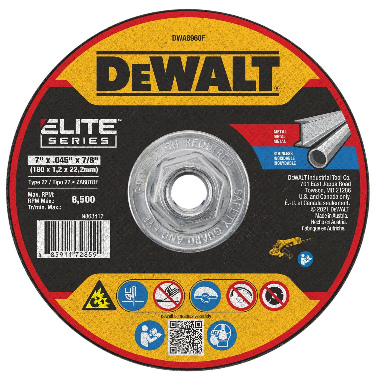 ELITE SERIES™ 7-IN. X .045-IN. X 7/8-IN. T27 cut-off wheel