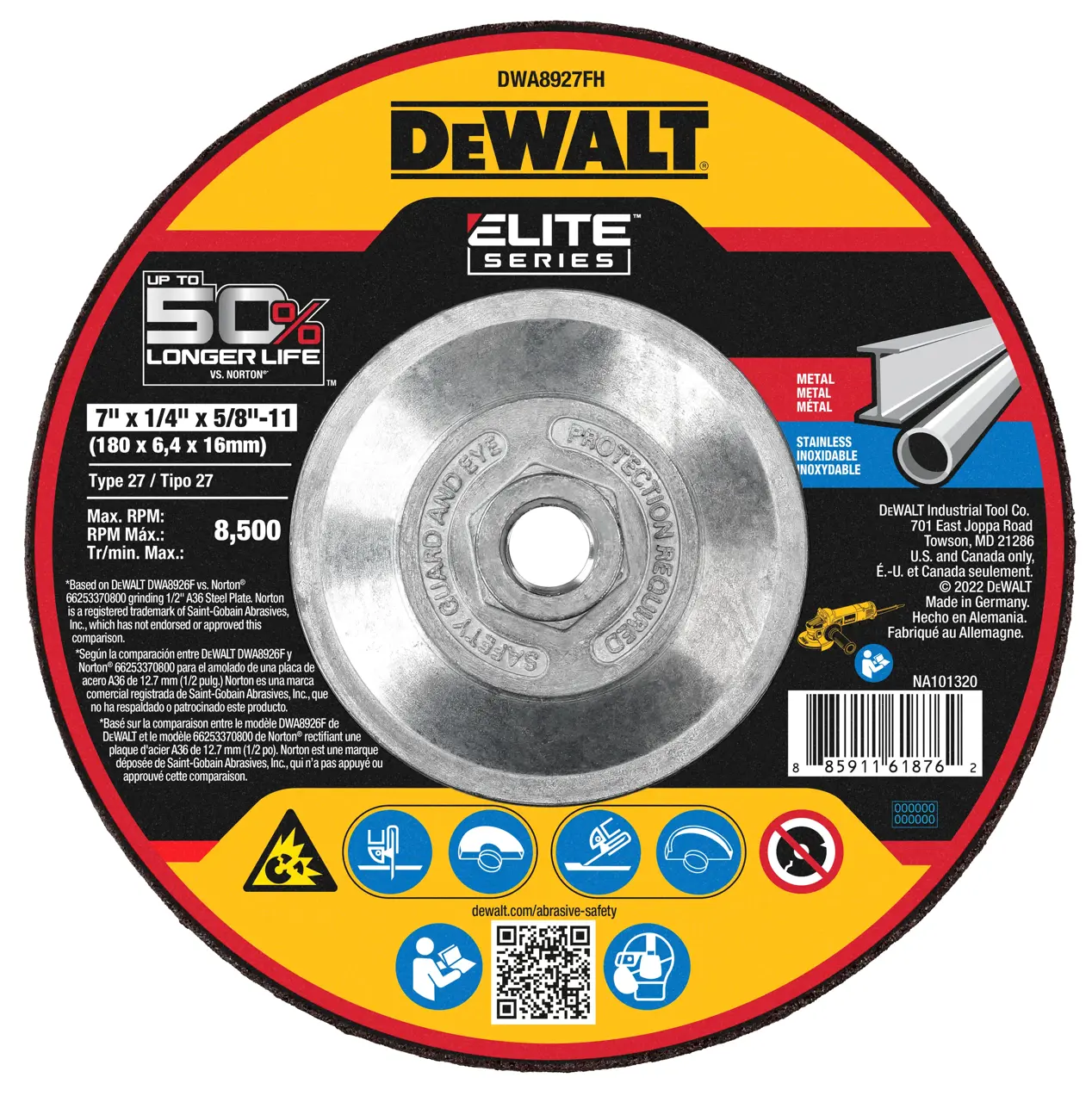 ELITE SERIES™ 7-IN. X 1/4-IN. X 5/8-IN.-11 T27 Ceramic Grinding Wheel