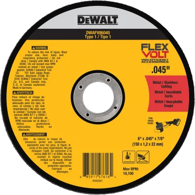 Flexvolt 6-IN. X .045-IN. X 7/8-IN. T1 cutting wheel for metal & stainless