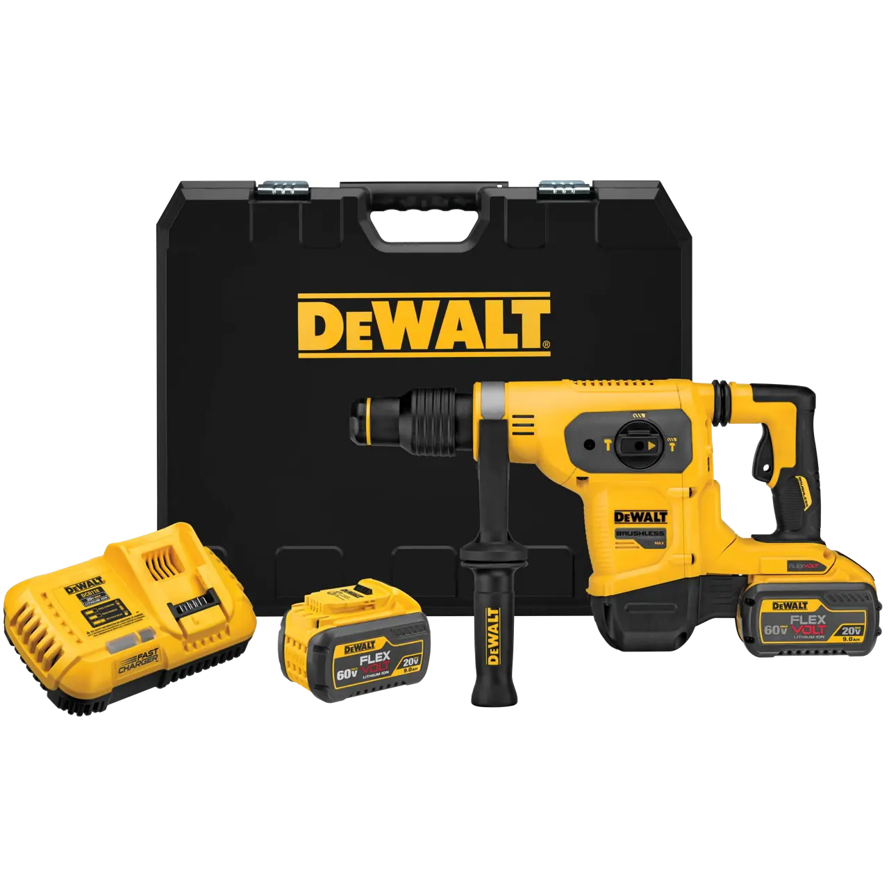 FLEXVOLT 60V MAX* Cordless Brushless 1-9/16-IN. (40mm) SDS MAX* Rotary Hammer Drill with (2) 9.0 Ah Batteries and Charger