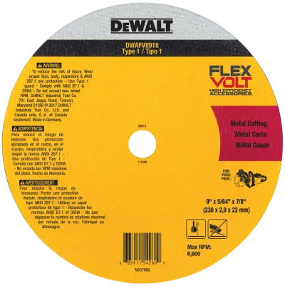 Flexvolt 9-IN. (230mm) Ceramic Metal Cut-off Wheel