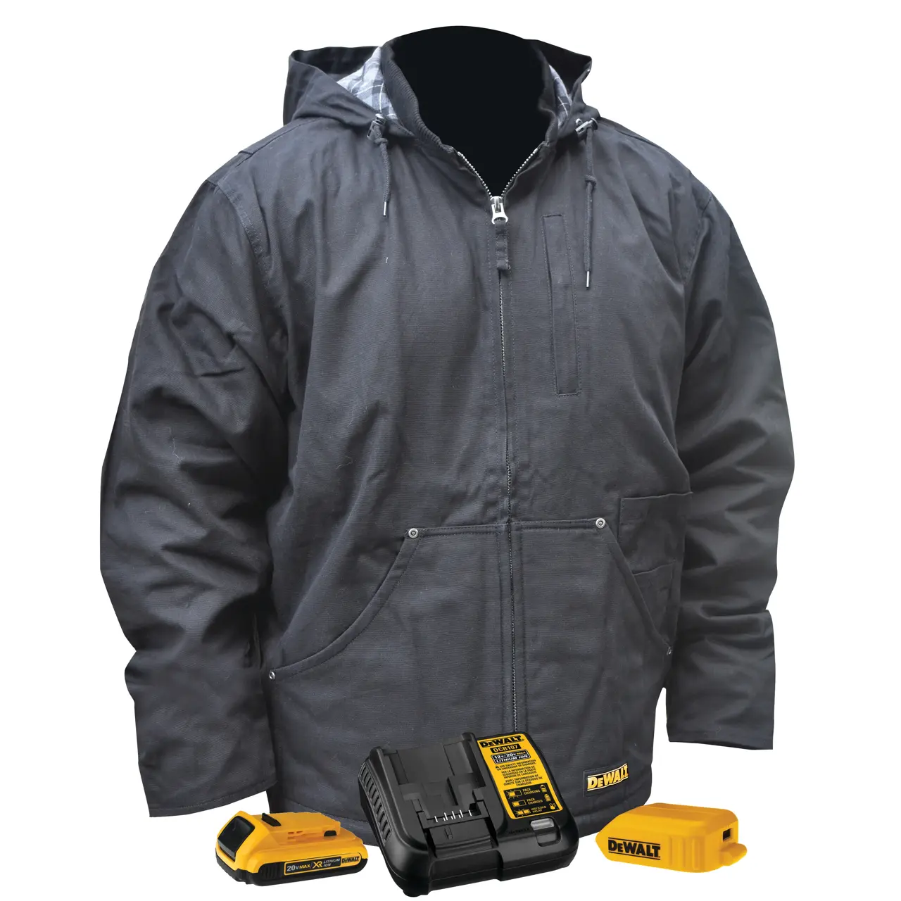 DEWALT Heavy duty black heated work jacket kit DCHJ076ABD1-3X
