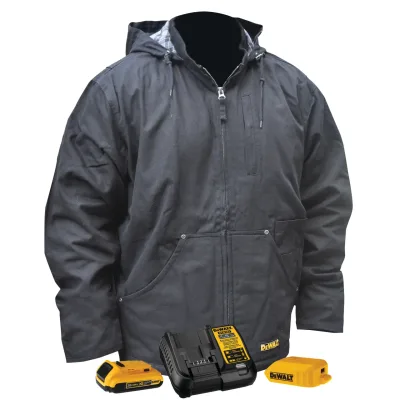 DEWALT Heavy duty black heated work jacket kit DCHJ076ABD1-S