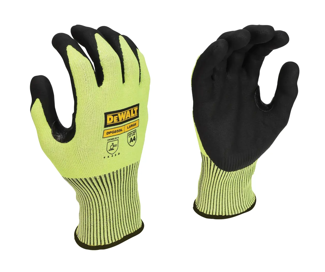 DEWALT Hi-vis hppe fiberglass cut gloves DPG855S