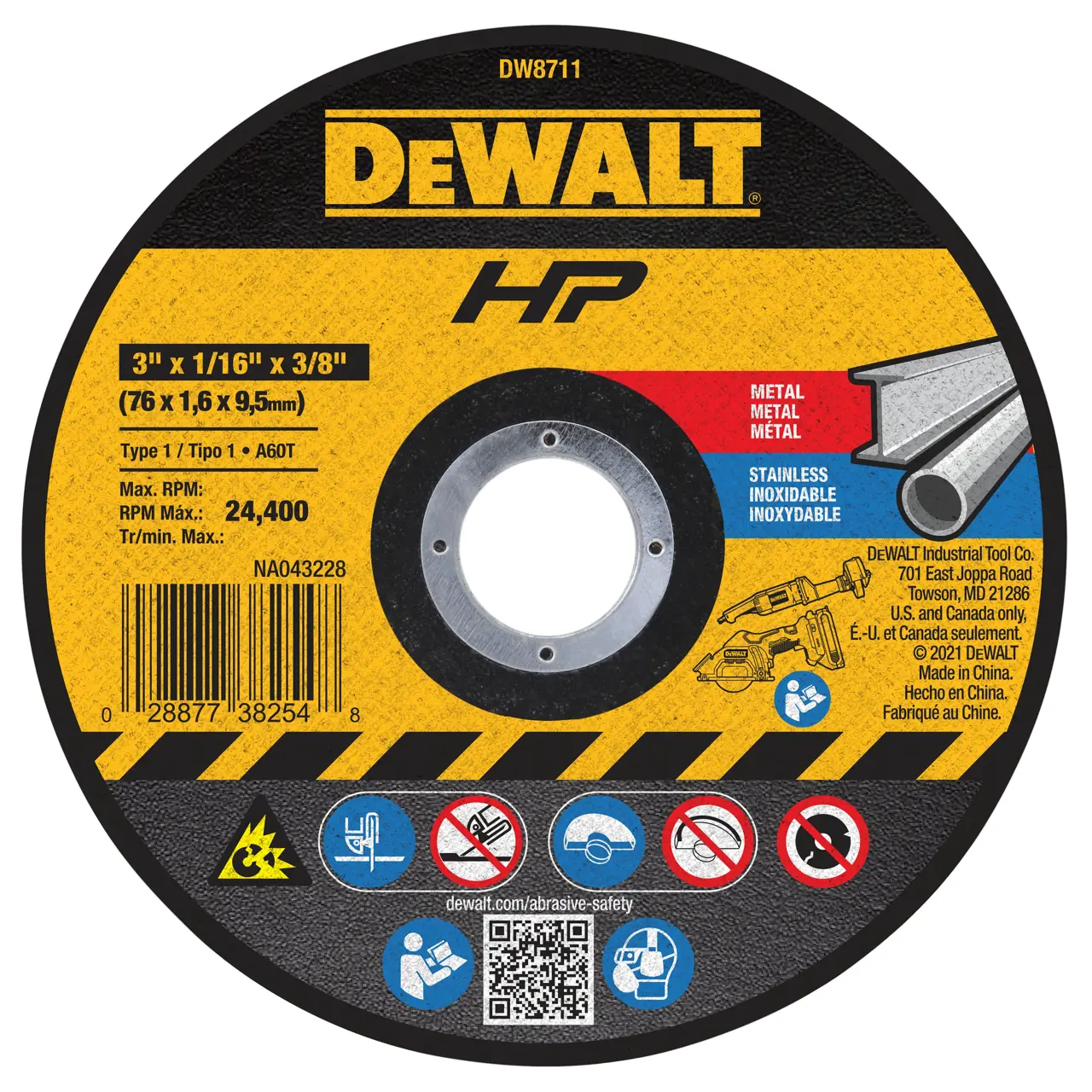 Hp 3-IN. X 1/16-IN. X 3/8-IN. A60T Metal & Stainless Cutting & Grinding Wheel
