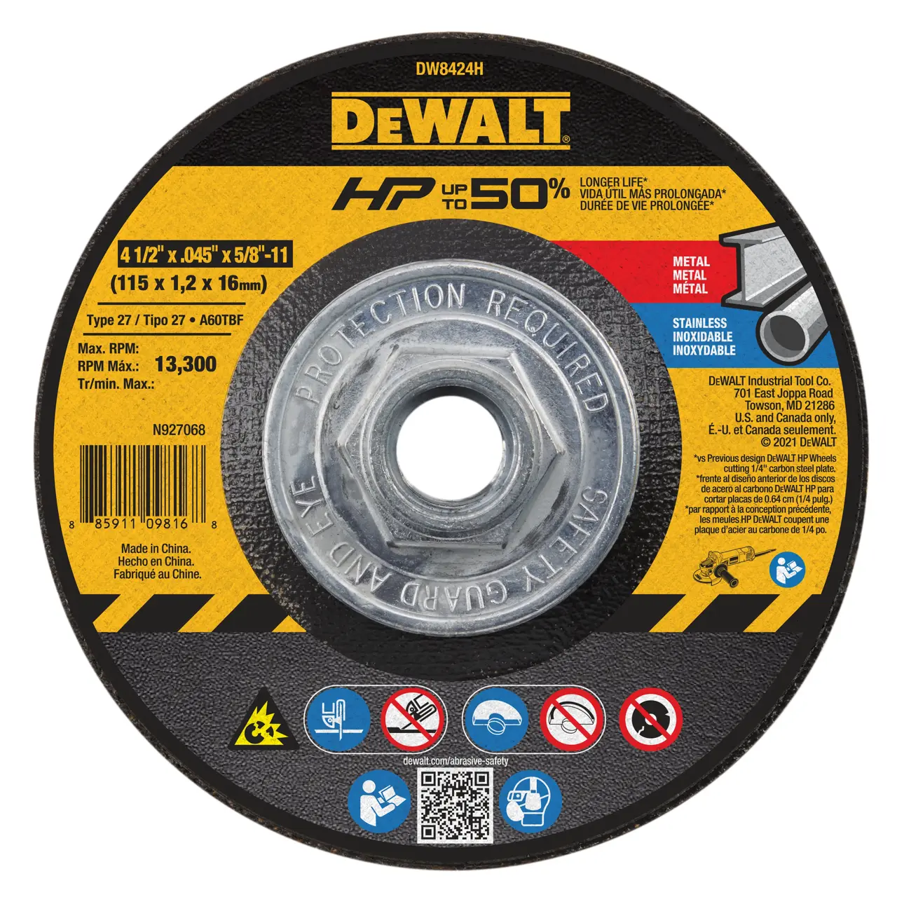 Hp 4-1/2-IN. X 0.045-IN. X 5/8-IN.-11 T27 Cutting Wheel