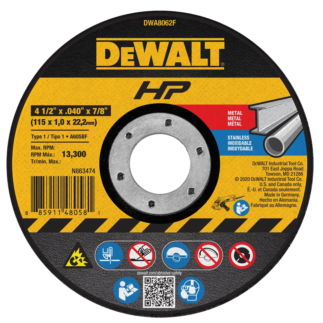 Hp 4-1/2-IN. X .040-IN. X 7/8-IN. T1 Cut-Off Wheel for Metal & Stainless
