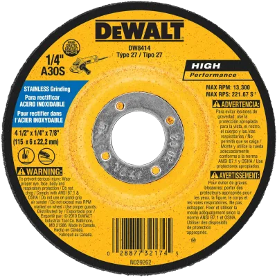 HP 4-1/2-IN. X 1/4-IN. X 7/8-IN. Stainless Steel Grinding Wheel