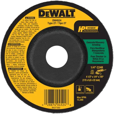 HP 4-1/2-IN. X 1/4-IN. X 7/8-IN. T27 Silicon Carbide Grinding Wheel for Concrete & Masonry