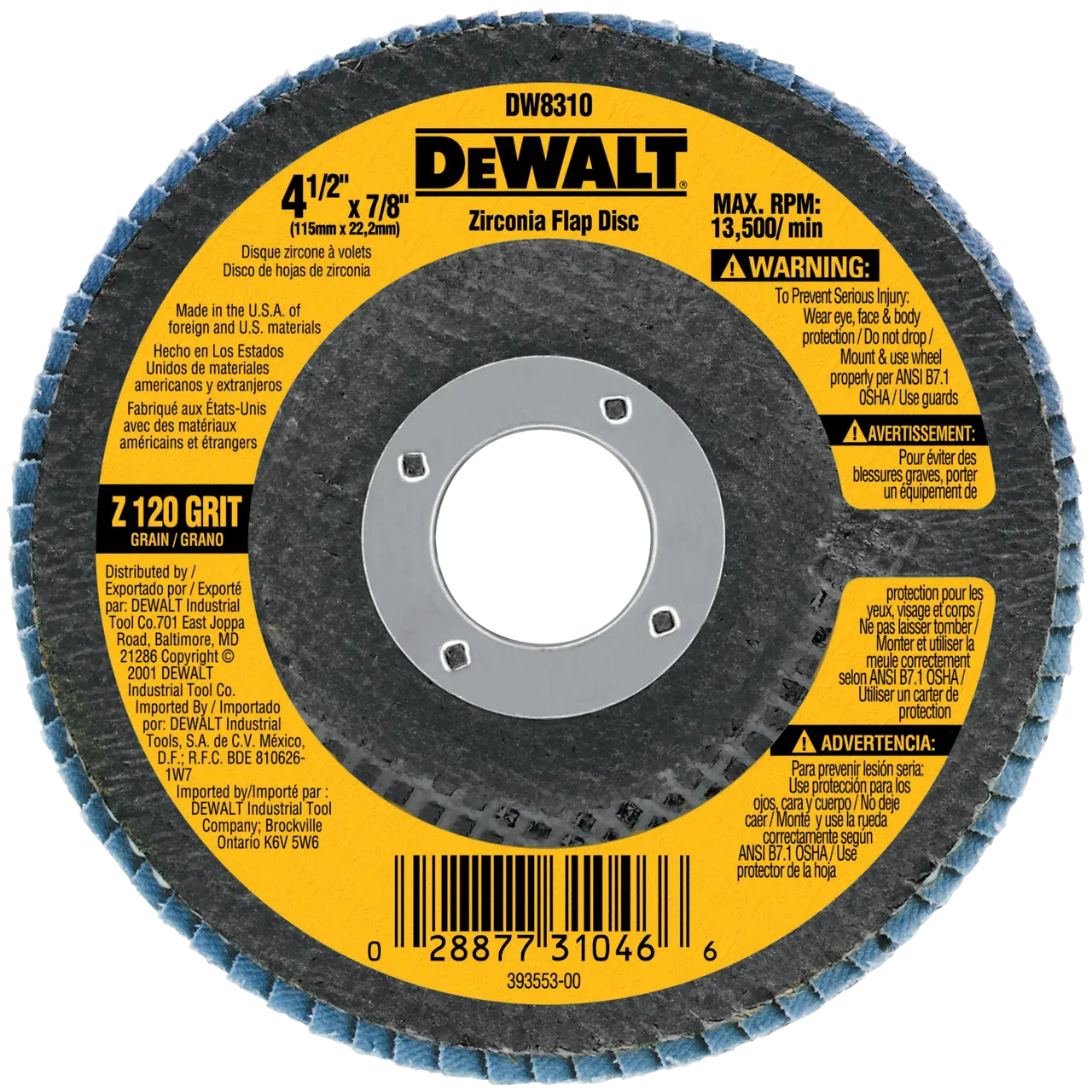 Hp 4-1/2-IN. X 7/8-IN. 120 Grit Type 29 Flap Disc