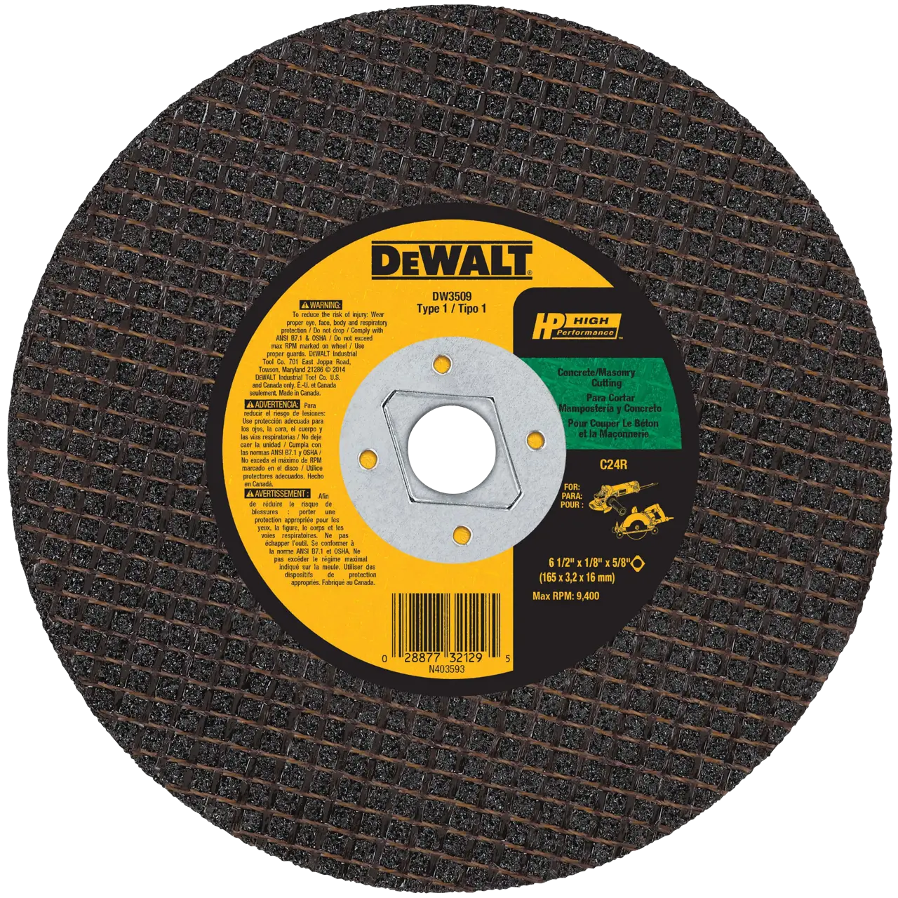 Hp 6-1/2-IN. X 1/8-IN. X 5/8-IN. Diamond Drive Silicon Carbide Cutting Wheel for Concrete & Masonry