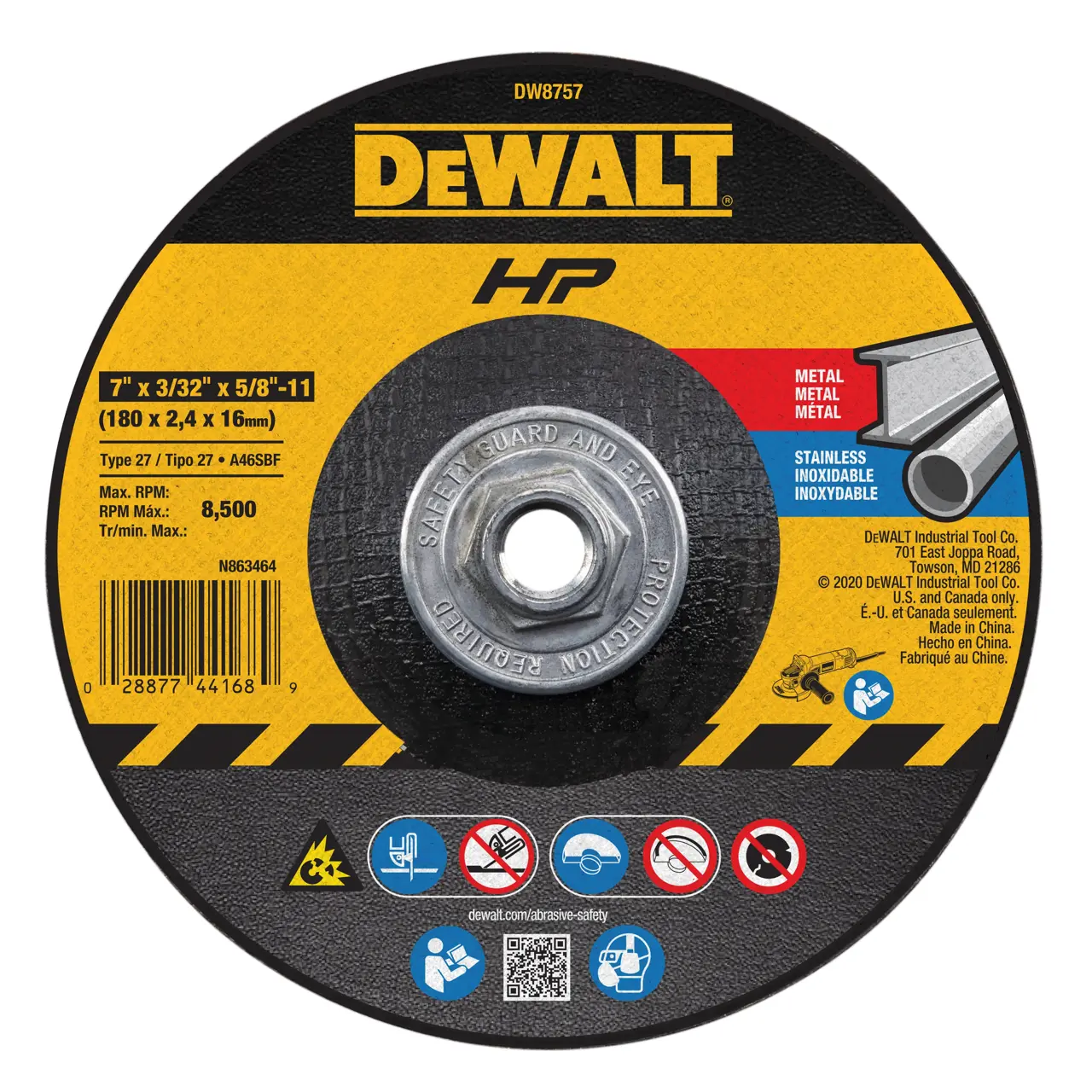HP 7-IN. X 3/32-IN. X 5/8-IN.-11 T27 cutting & notching wheel